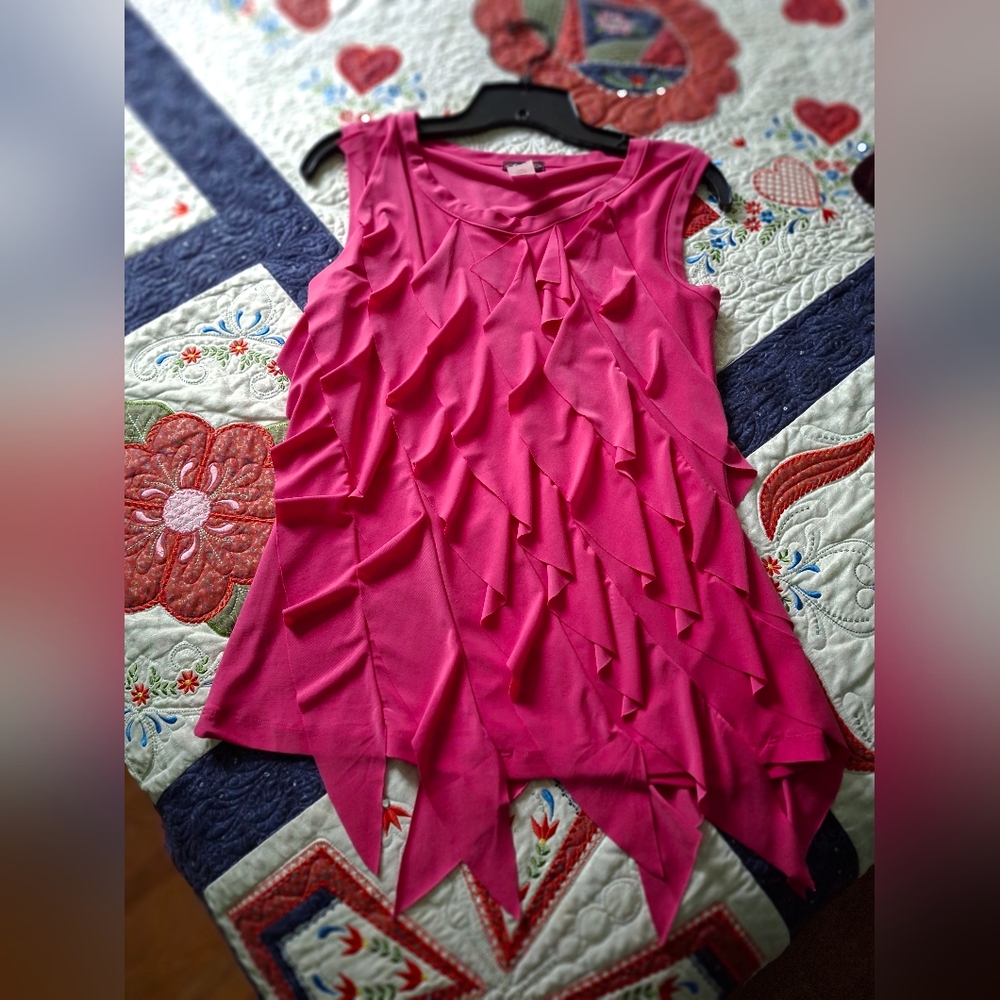 Cocomo Ruffled Hot Pink Sleeveless Women's Small Pull Over Top Pre-owned - Picture 2 of 6